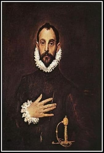 Malen nach Zahlen für Erwachsene, Der Ritter mit seiner Hand auf seiner Brust, Gemälde von El Greco, Acryl-Malen-nach-Zahlen-Set auf Leinwand, 40,6 x 50,8 cm