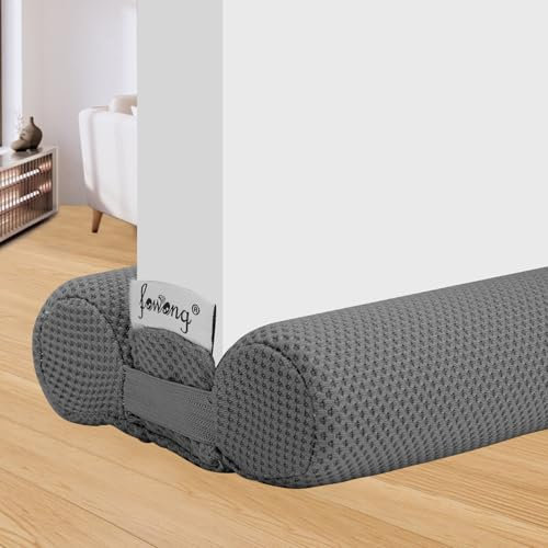 fowong 80cm x 2PCS Double-Sided Draft Excluder for Doors, Total 160cm Under Door Seal, Blocks Drafts, Noise & Air, Energy Efficient - Grey