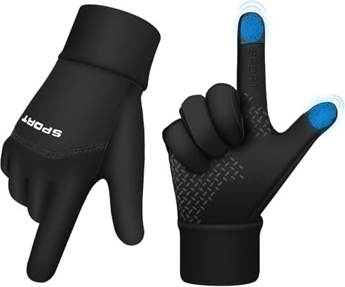 AURUZA Winterhandschuhe für Damen Männer Kaltes Wetter, Winterradhandschuhe für Männer Handschuhe mit Touchscreen Fingern, wasserdichte Thermohandschuhe für Radfahren Laufen Fahren L