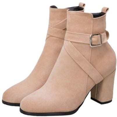 Generico Stivali Indianini Estivi Stivali Donna Dottor Stivali medi da donna in tinta unita con fiocco di perle e bordo interno alla Stivali Tacco Basso Stivaletti Donna Con Zeppa (Beige, 38)