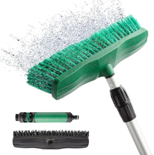 76.7 Sturdy Handle Water Push Floor Broom Green Bristles Cleaning Path 12.2 for Soft Cleaning Car Wash Boat and Solar Panel Black for Hard Floor Clean Telescopic pole from 35.4 to 76.7 tap Connect