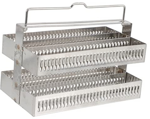 IMIKEYA 60-Position Stainless Steel Microscope Slides Holder Glass Slide Rack Biology Accessories for Laboratory Staining and Storage