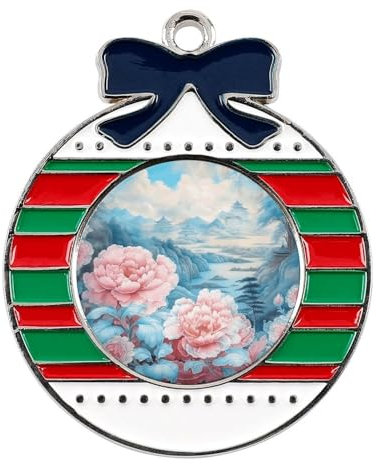 Weihnachtsschmuck, Weihnachtsbaumschmuck, kreisförmig, hängende Ornamente, orientalische Malerei, Weihnachtsanhänger mit rotem Seil, zum Aufhängen, Basteln, Andenken, Weihnachtsbaumschmuck für