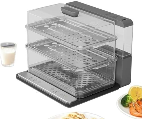 Vaporera Eléctrica Plegable De 3 Niveles, Vaporizador De Alimentos, Máquina De Cocción Al Vapor Múltiple, Olla Vapor Doméstica For Cocinar Verduras, Carne[Clase Energética A],20L