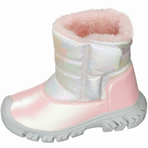 HSNA Bottines d'hiver pour Enfants Garçons Filles Bottes de Neige Doublure chaude Antidérapante(Rose 29 EU)