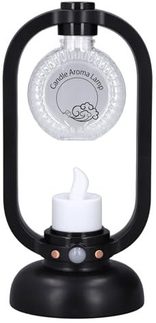 Essential Oil Diffuser, LED Candlelight Diffuser Humidifier Motion Sensor Adjustable for Bedroom (Black)