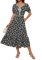 GRACE KARIN Women Summer Casual Midi Floral Dress Short Sleeve V Neck Sun Dress Vintage Dress Black White Flower XL