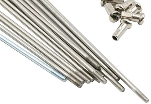 NIRNHYRUR Fahrradstahl -Speichen ， 36 Stücke in einem Taschen 13G Road Bike Gesprochenes -Fahrrad gesprochen Edelstahl Spoke Kupfer Brustwarze for Fahrrad -Elektrofahrrad(13g 225mm)