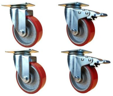 Möbelrollen, Lenkrollen, industrieller Hochleistungstransport mit Bremse, 3 Zoll, 4 Zoll, 5 Zoll, universelle Lenkrollen mit Gusseisenkern, Doppellagern for Gerüste, Fabriken, Lager(5 inch 125mm)