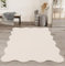 the carpet Lina Shape Scallop Teppich, Kunstfell, Flauschiger Teppich, Anti-Rutsch Unterseite, Waschbar, Super Soft, Beige, 120 x 160 cm