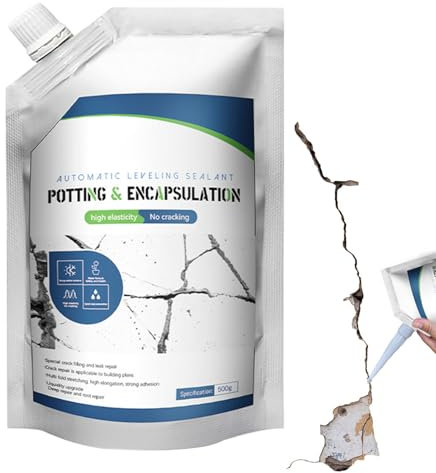 Mastic de joint robuste - 500 g de colle pour béton - Réparateur de fissures - Imperméable, et élastique - Pour projets de bricolage, mastic de rénovation, garage, trottoir, entretien du sol