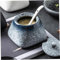 Sugar Bowl avec couvercle et cuillère, récipient de sucre en céramique de 430 ml, pot sel style japonais sans glissement pour comptoir cuisine, barre café, pot, bol avec couvercle et cuil