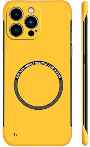 Bpoeee Frameless Matte Ultra Thin Hard Pc Magnetic Frameless Case for iPhone 16 15 14 13 12 11pro Max Plus, Compatible for Magsafe and Wireless Charging (for iPhone15Promax,E)