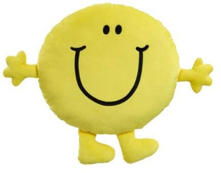 Rainbow Designs Mr Happy Großes Kissen - Klassische Mr. Men Charakterkissen - Buntes Superweiches Dekokissen für Kinderzimmer, Wohnzimmer und Spielzimmer, Gelb
