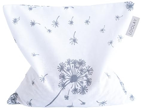 LOOLAY Kirschkernkissen Mikrowelle 20x20 cm – Wärmekissen aus 100% Baumwolle – Kirschkern Kissen Ideal bei Muskelverspannungen oder Menstruationsbeschwerden (pustelblume weiß)