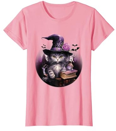 Kawaii Chapeau de sorcière Chat Noir Pastel Mignon Costume d'halloween T-Shirt