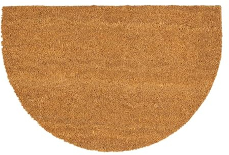 CKB LTD Half Moon Doormat - Minimal Unique Style Natural Coir Welcome Door Mat with Non Slip PVC Backing, Indoor Outdoor, Front Back, 60 x 40cm