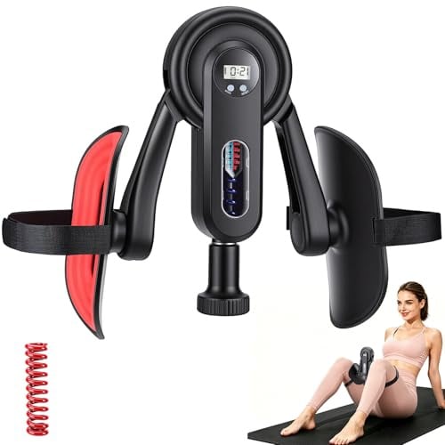 Oberschenkeltrainer, Beckenbodentrainer Beinpresse für Damen & Herren | Mit LED-Display, 0-135 LBS verstellbarer Widerstand, Adduktoren & Abduktoren 360° Training Fitnessgeräte, Für Zuhause