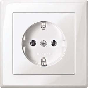 Merten MEG2401-1419 SCHUKO-Steckdose mit voller Abdeckplatte, SK, polarweiß glänzend, M-SMART