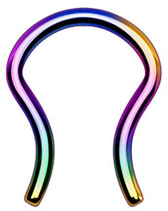 Piercingfaktor Fake Piercing Retainer gebogen Ring Septum Tragus Helix Ohr Nase Lippe Intim Nasenpiercing Ohrpiercing Hufeisen Horseshoe Rainbow 1,2mm