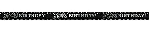 Black and White Happy Birthday Foil Banner 7.6m