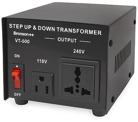 Bronson++ VT 500 (500 Watt) 220V to 110V Voltage Converter, use 500W US devices in Europe - Step Up Down Transformer - 110 USA to 220-240 EU-UK volt outputs