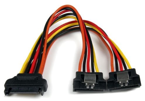 StarTech.com 6in Latching SATA Power Y Splitter Cable Adapter - M/F - 6 inch Serial ATA Power Cable Splitter - SATA Power Y Cable Adapter, Black