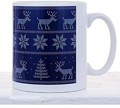 60 Second Makeover Limited Navy Blue and White Knitted Jumper Patterned Mug Matching Coasters Available Gift Idea Winter Christmas Nordic