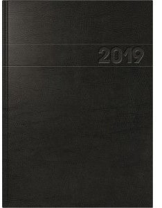 Brunnen Buchkalender 787 A4 1 Tag/Seite Schaumfolien-Einband schwarz 2019