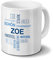 printplanet Tasse mit Namen Zoe Positive Eigenschaften Tagcloud - Blau - Namenstasse, Kaffeebecher, Mug, Becher, Kaffeetasse