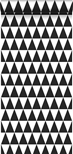 Tapete grafische Dreiecke Schwarz und Weiß - 128845 - von ESTAhome