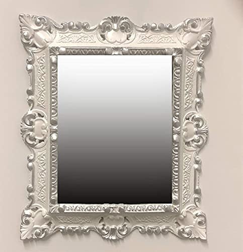 Lnxp WANDSPIEGEL Spiegel RECHTECKIG Weiß Silber Dualcolor REPRO 45x38 ANTIK BAROCK Rokoko REPLIKATE NOSTALGISCH Renaissance BAROCKSTIL 48SP