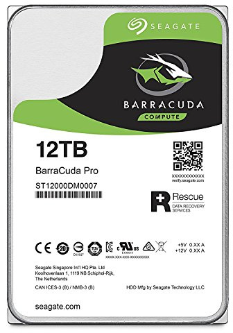 Seagate ST12000DM0007 BarraCuda Pro 12 TB intern Festplatte (8, 9 cm (3, 5 Zoll), 7200 u/min, 256 MB Cache, SATA 6 Gb/s, silber, Bulk)