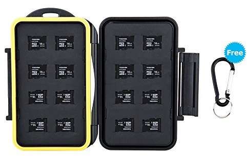 JJC Étui pour Cartes Mémoire pour Rangement 16 Cartes Micro SD avec Mousqueton