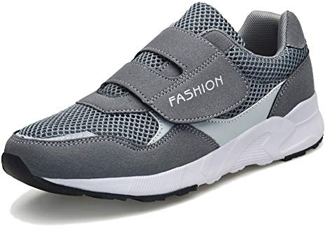 LEADER SHOW Women's Diabetic Shoes Casual Comfortable Walking Shoe Wide Width Non-Slip Hook & Loop Sneakers (9, Gray)