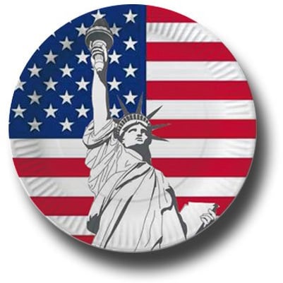 Pappteller mit Länderflaggen Motiv (USA, 50)