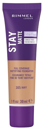 Rimmel London Stay Matte Liquid Mousse - 305 Buff - Foundation, Lightweight, Shine Control, Oil-Free, 1oz