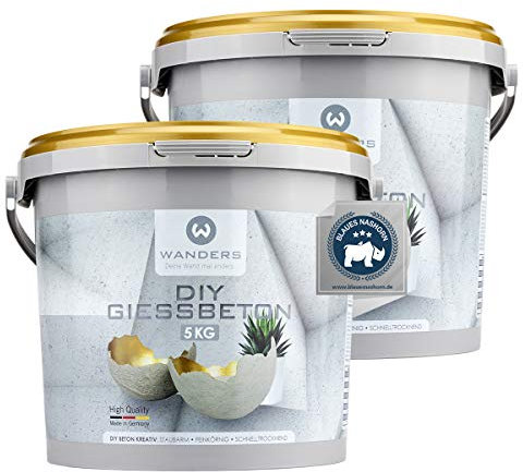 Wanders24 Bastelbeton zum Gießen - 10kg (2x 5kg) - Für Kreative - Deko - Wetterfest - Made in Germany