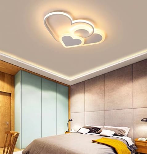 GUANSHAN 3D-Deckenleuchte, LED, kreative stereoskopische Herzen, Deckenleuchte, Beleuchtung für Jungen, Mädchen, Schlafzimmer, Kindergarten, warmes Licht, 30 W, weiß