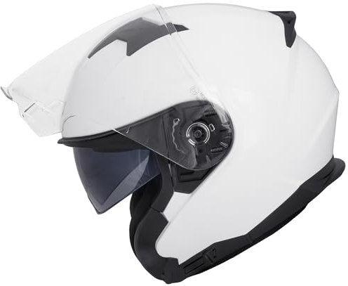 Zorax White XL (61-62cm) ZOR-602 Double Sun Visor Open Face Motorbike Motorcycle Helmet Road Legal ECE 2206