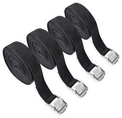 4 Pcs Ratchet Tie Down Straps, 5m x 25mm 250kg Heavy Duty Lashing Straps, Adjustable Retaining Straps Tensioning Belts with Buckle for Vans, Motorcycle, Trucks,Trailer, Luggage, Cargo.