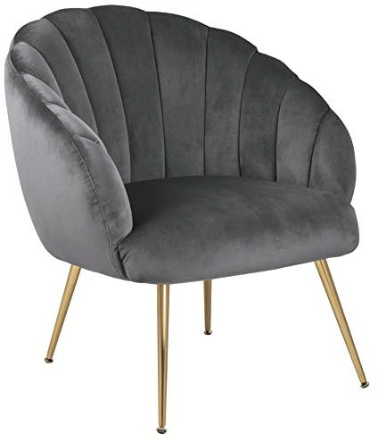 AC Design Furniture Denise Relaxsessel, H: 81 x B: 71 x T: 71 cm, Dunkelgrau, Stoff/Chrom, 1 Stk.