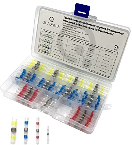 Löt-Stoßverbinder-Sortiment 120 Teile mit Lötzinn Transparent 2:1 mit Innenkleber Staub- und Wasserfest Lötverbinder