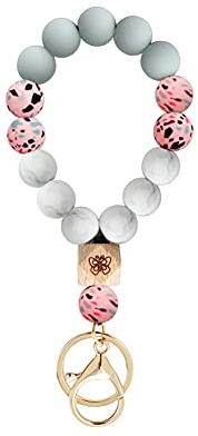Uposao Women's Silicone Beaded Bracelet Keyring Wristlet Bangle Keyring Portable House Car Key Ring Holder