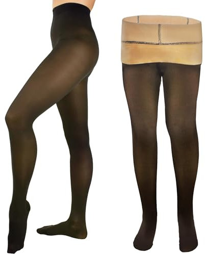 YMIFEEY 1pcs Collant Doublé Polaire Femme Effet Transparent Thermique Faux Chaud 300g(Noir Translucide intégraux)