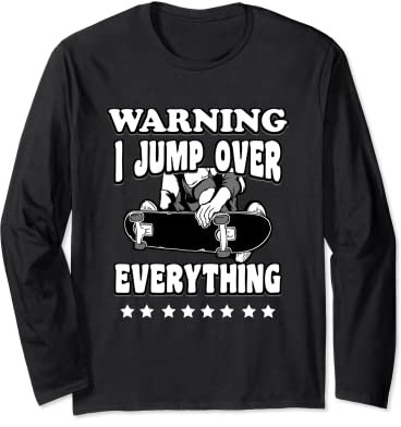 Jump Over Skateboard Waveboard Longboard Skater Langarmshirt