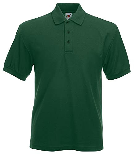 Fruit of the Loom - Polo Pique de Manga Corta Grueso Modelo 65/35 Hombre Caballero (Grande (L)) (Verde Botella)