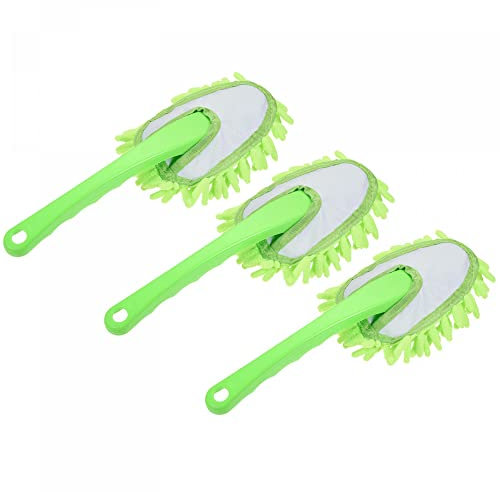 sourcing map Microfibre Chenille Plumeau Lavable Nettoyage Brosse Dépoussiérage Outil pour Ordinateur Clavier Fenêtre Meubles Maison Cuisine Bureau Vert Paquet 3