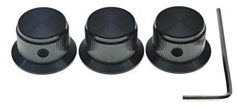 3er-Pack Schrauben-Stil Aluminium Potentiometer Knöpfe 1/4 Zoll Universal Top Hat Knobs Bell Volume Tone Control Knobs for Guitar/Bass/AMPS/Preamps Black