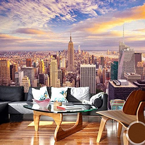 Papier Peint Photo Moderne Paysage D'Architecture De La Ville De New York 3D Mural Papier Peint Salon Tv Chambre Garçon Fille Chambre D'Enfants Auto-Adhésif Géant Autocollant 3D Papie 140(L)x70(H) cm